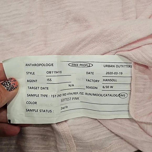 NWOT Free People Natasha Ruffle Sleeve Top In Pink - Picture 8 of 10